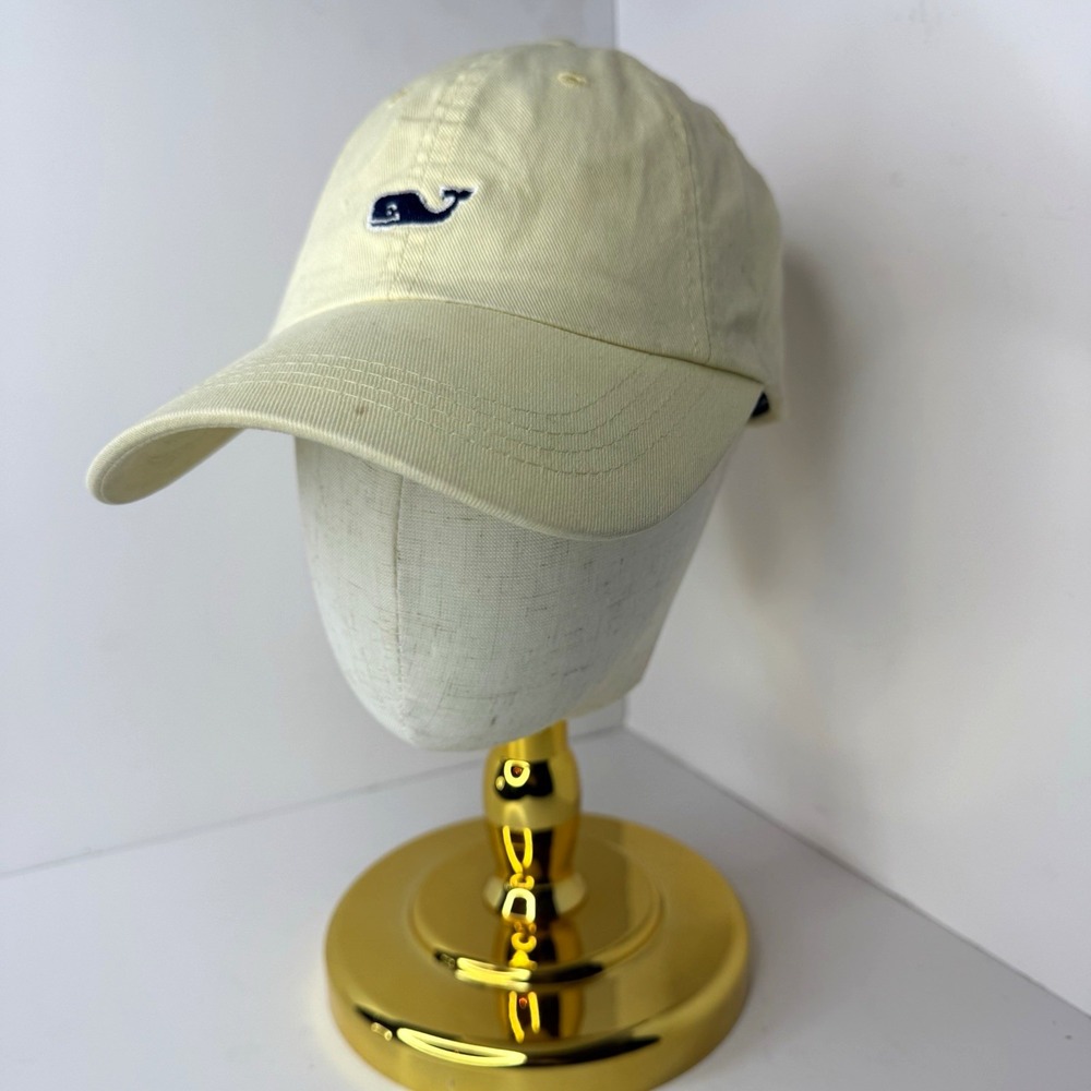 Vineyard Vines Beige Cotton Twill Whale Logo Adjustable Strap Baseball Cap